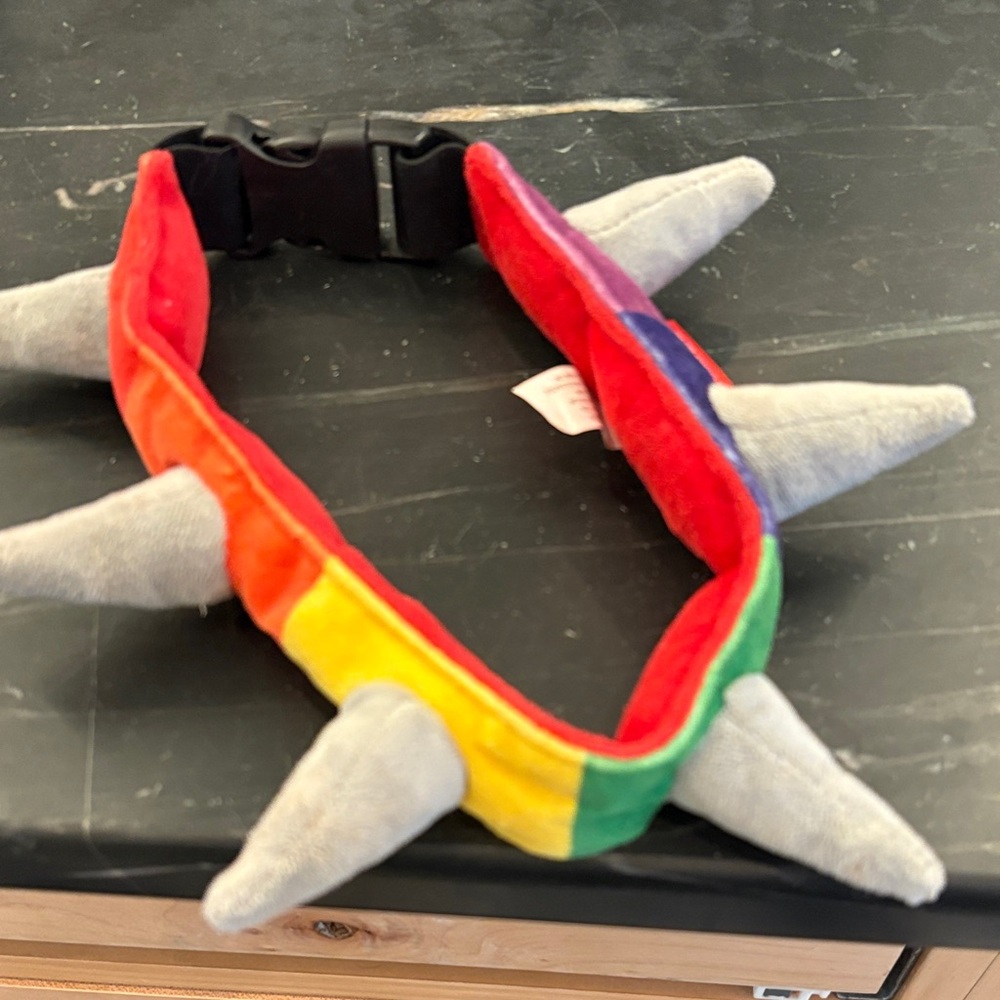 Rainbow spiked soft dog collar